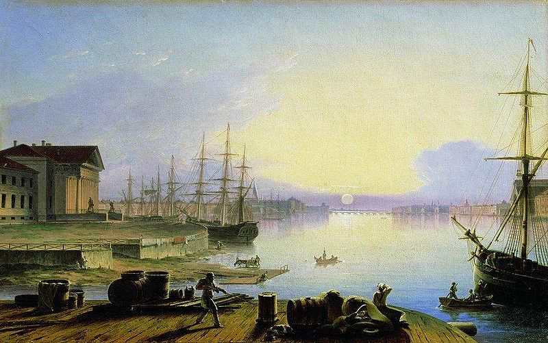 Maxim Nikiforovich Vorobiev Sunrise over the Neva river